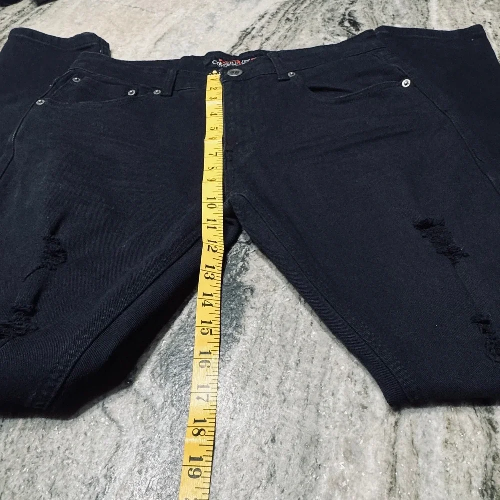 Copper Rivet Jeans Mens 32x32 Distressed Ripped Denim Black Streetwear Biker Y2K